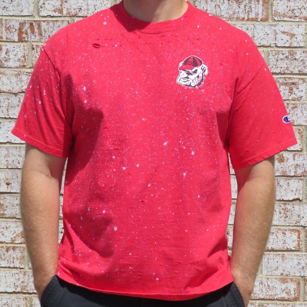 Georgia Bulldogs Champion Custom Bleach Tee sz XL - Picture 1 of 5